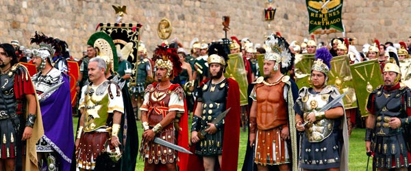 Men in costume at the Festival of Carthaginians and Romans. Cartagena, Murcia © Turespaña
